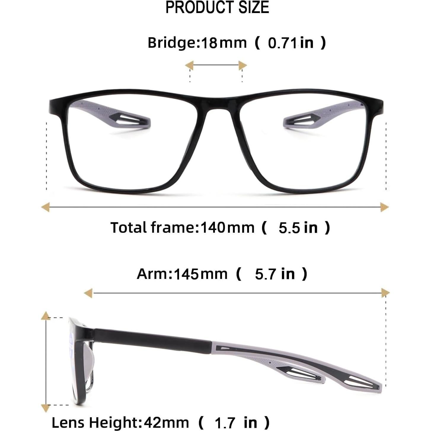 Paquete de 2 Gafas de Lectura Deportivas TR90 con Filtro Azul