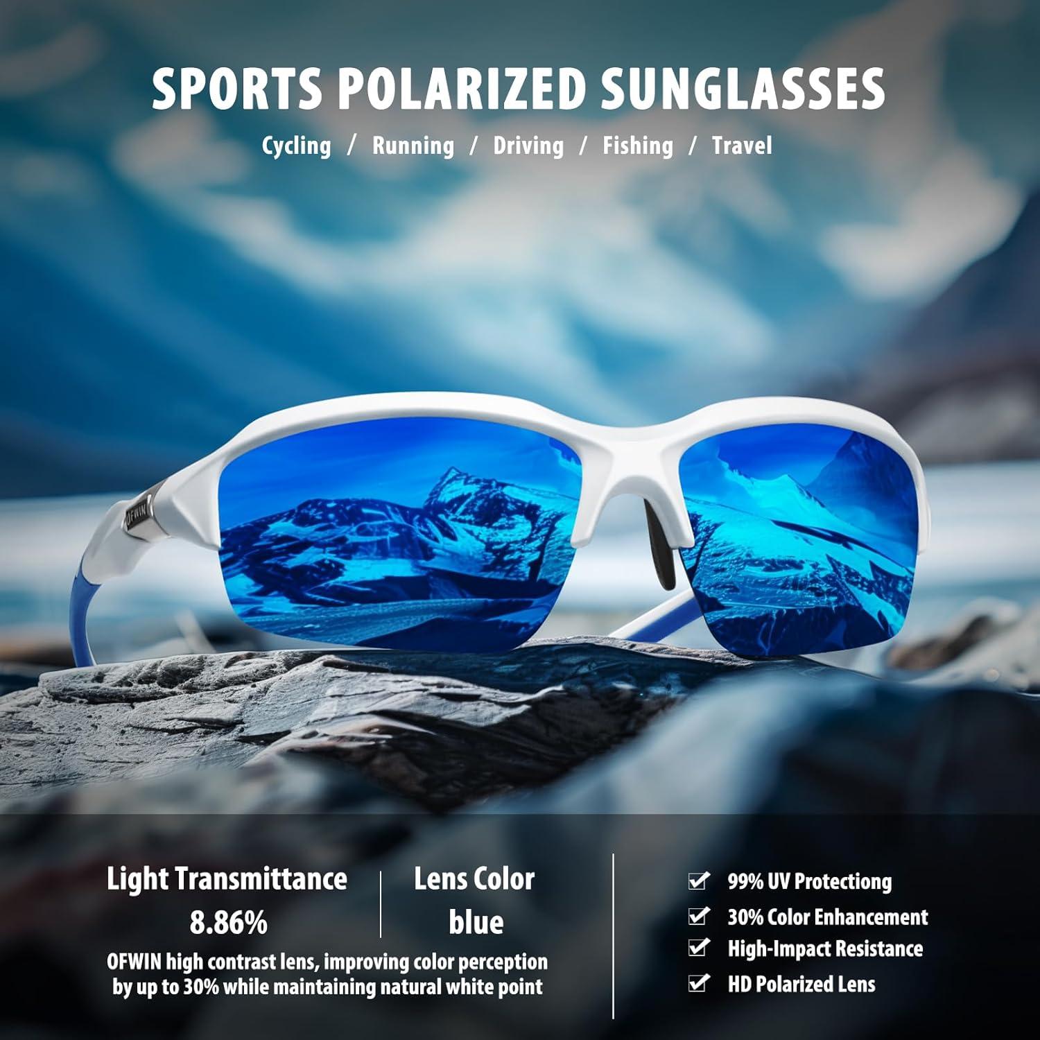 Gafas de Sol Deportivas Polarizadas UV400 Unisex Marco Blanco