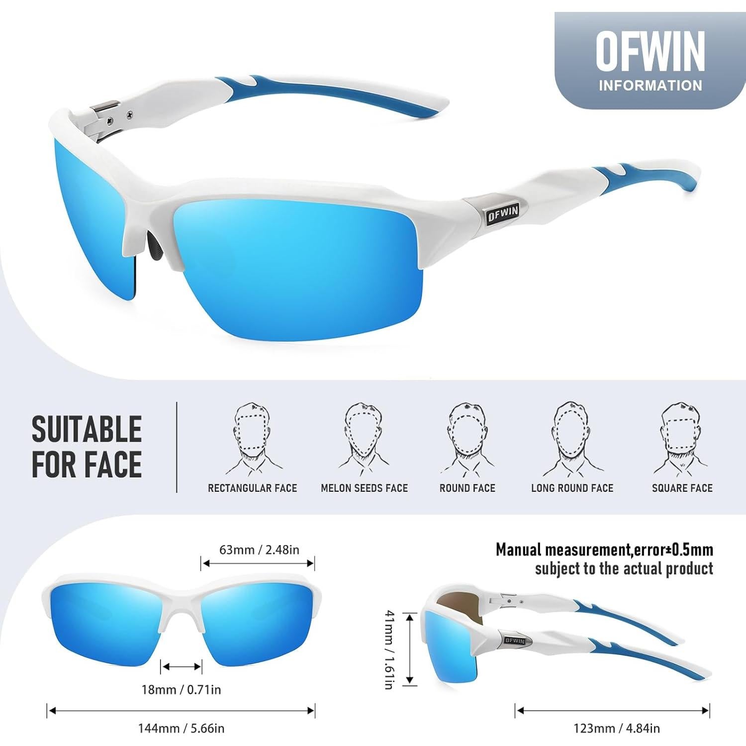 Gafas de Sol Deportivas Polarizadas UV400 Unisex Marco Blanco