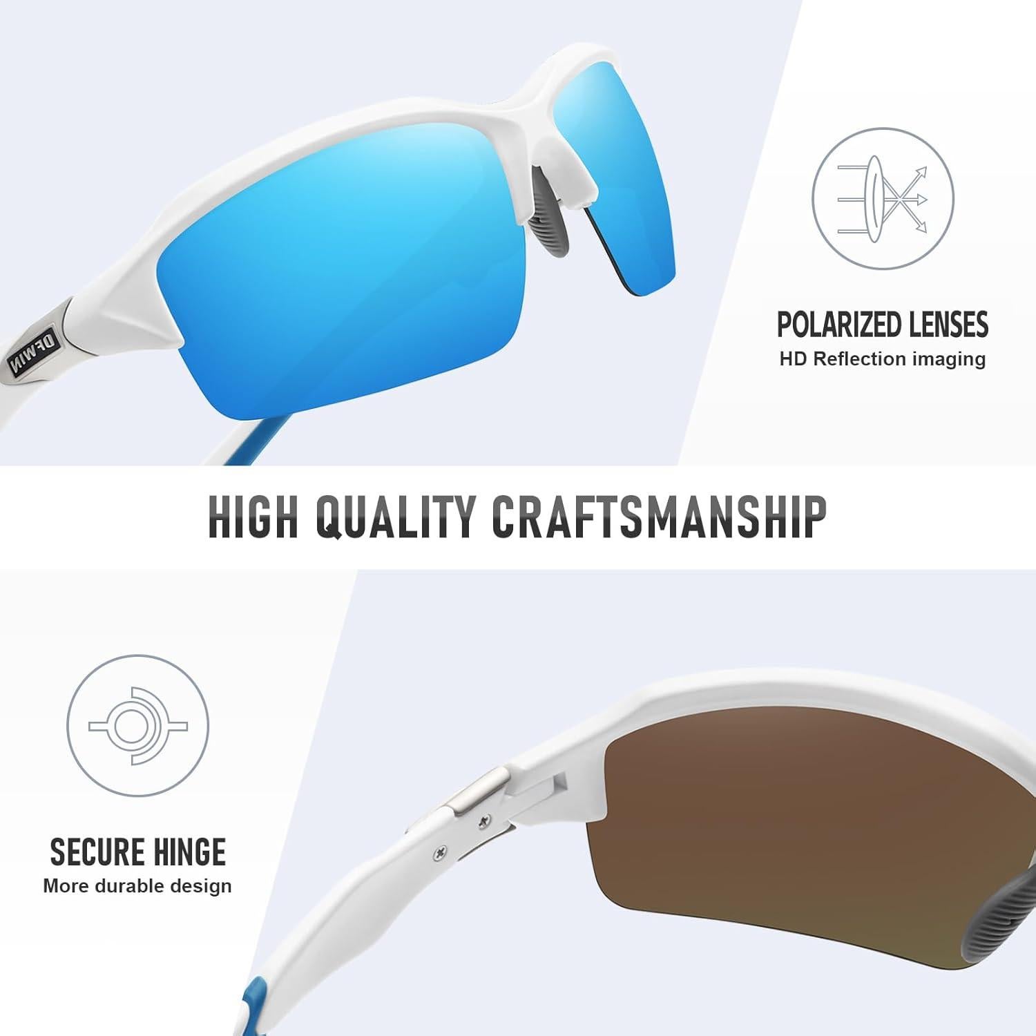 Gafas de Sol Deportivas Polarizadas UV400 Unisex Marco Blanco