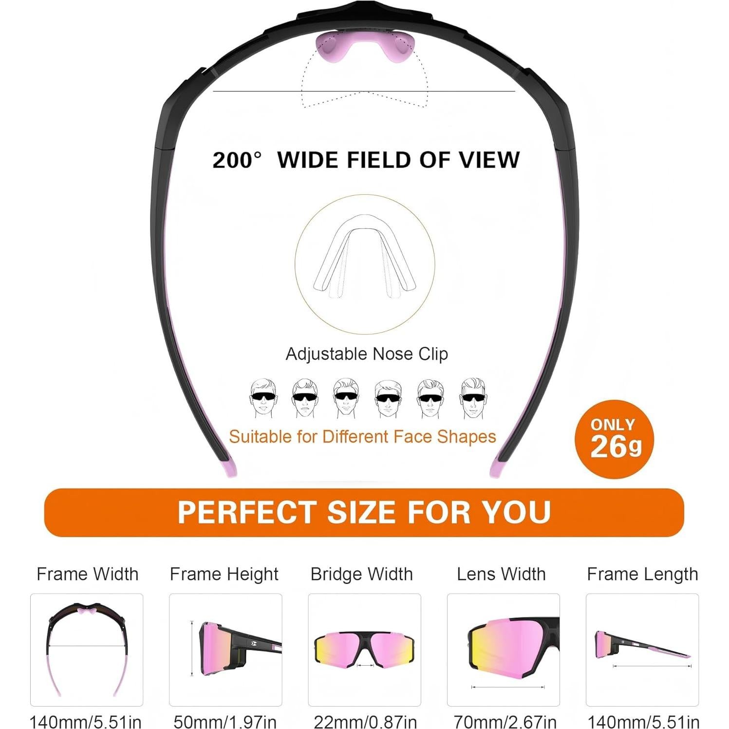 Gafas de Sol Deportivas Polarizadas Suoso UV400 TR90 Rosa