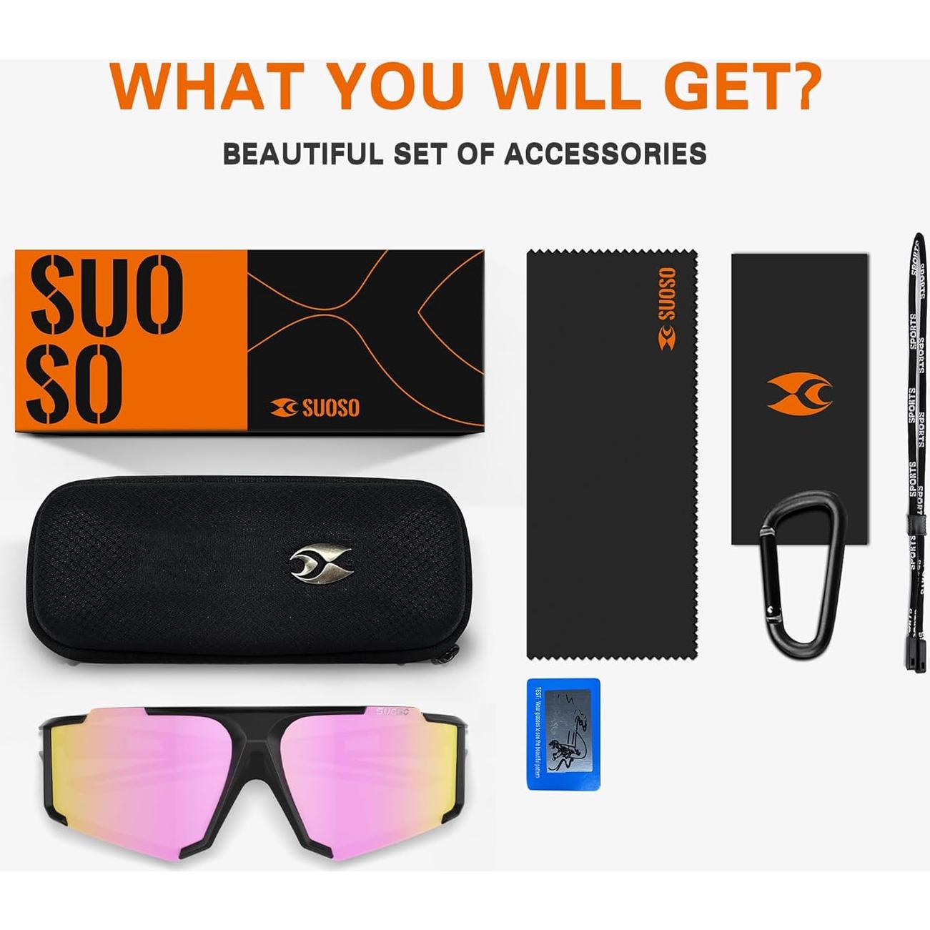 Gafas de Sol Deportivas Polarizadas Suoso UV400 TR90 Rosa