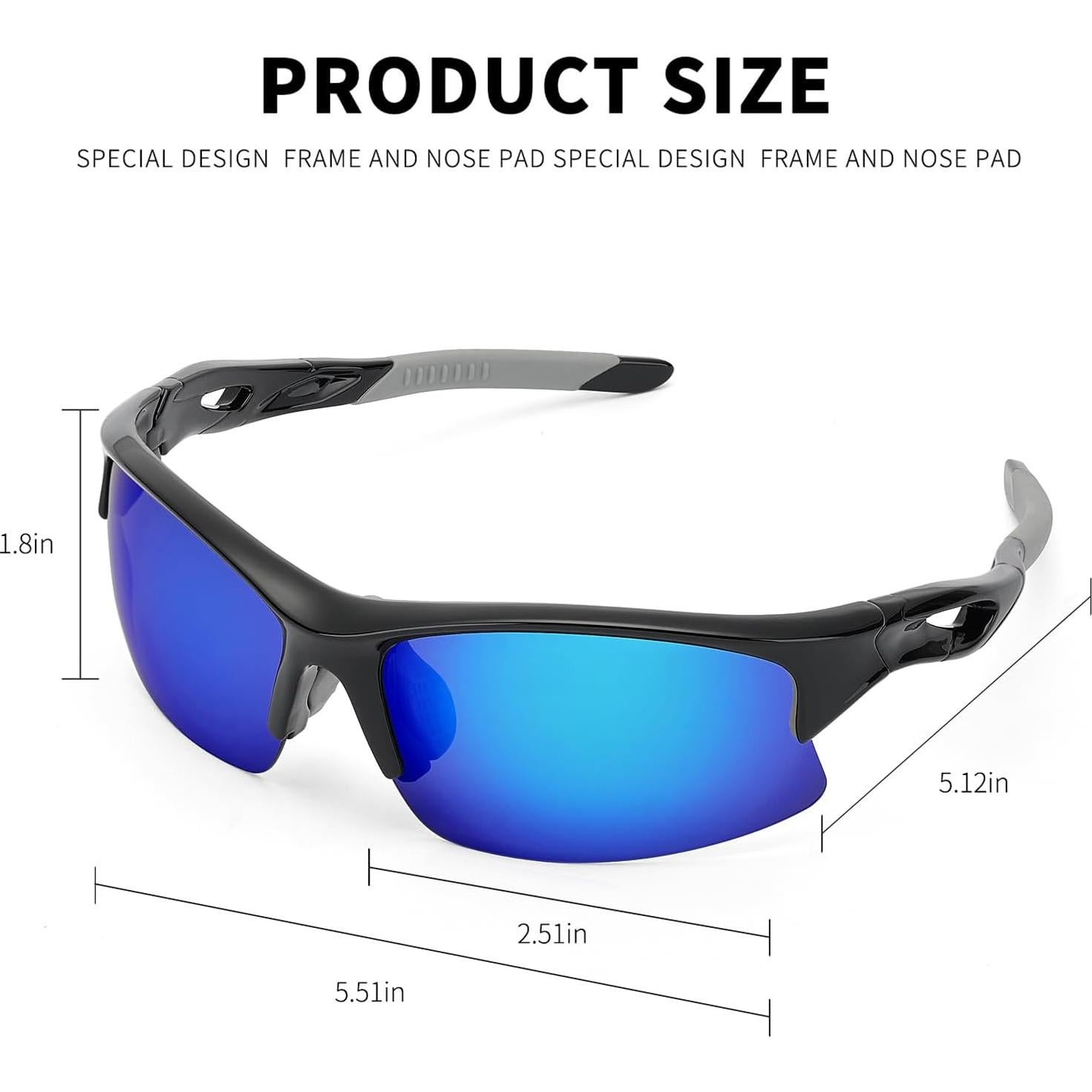 Gafas de Sol Deportivas Polarizadas UV400 TR90 - Marco Negro