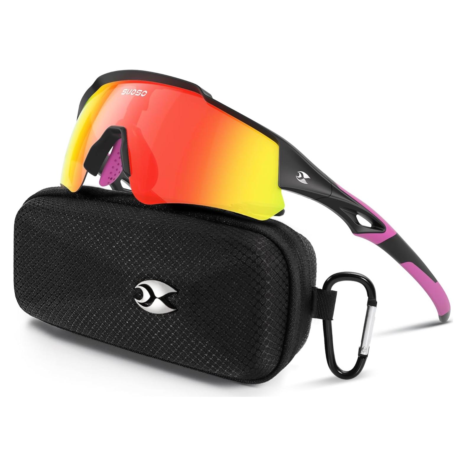 Gafas de sol deportivas SUOSO UV400 polarizadas rojas