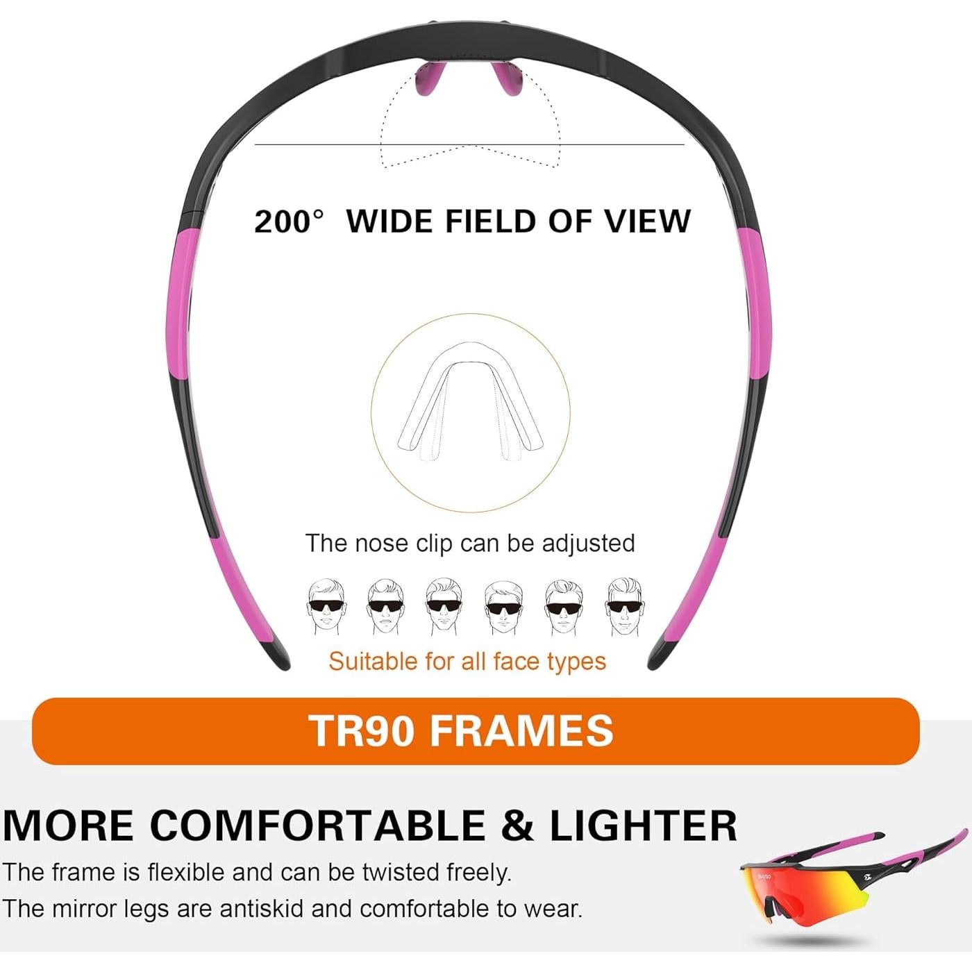 Gafas de sol deportivas SUOSO UV400 polarizadas rojas