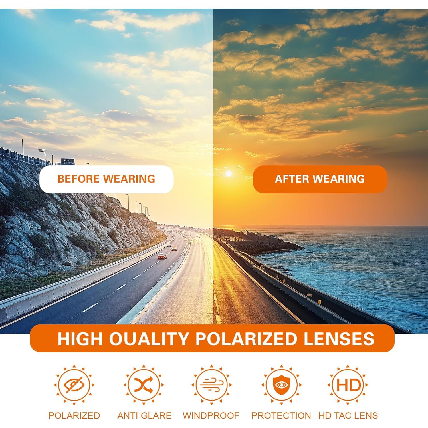 Gafas de sol deportivas SUOSO UV400 polarizadas rojas