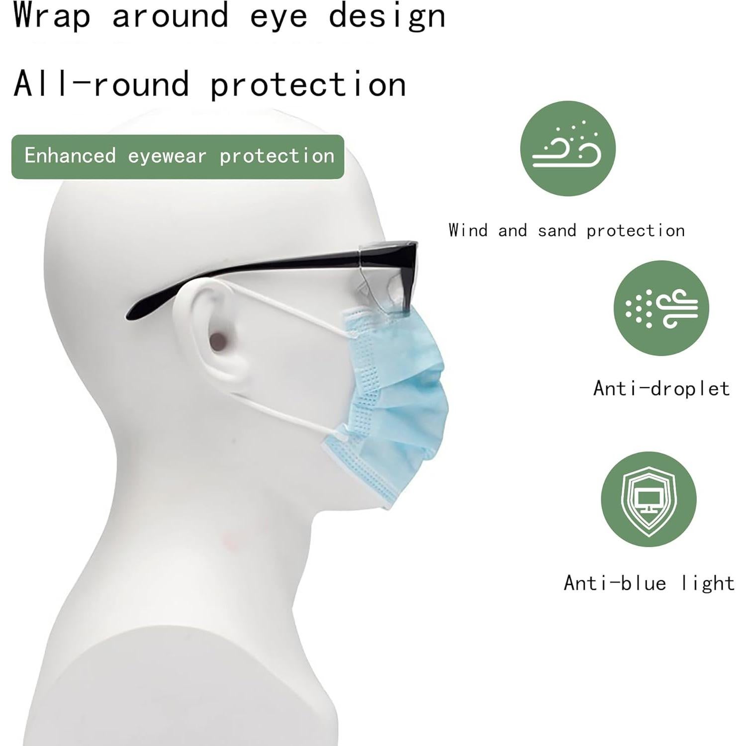 Gafas de Seguridad Antipolen y Antidust Negro - Lente Desmontable