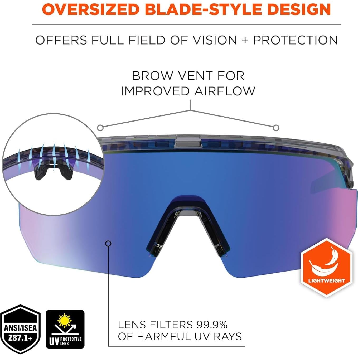 Gafas de Seguridad Ergodyne AEGIR, Lente Espejado, ANSI Z87.1