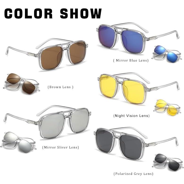 Gafas de Sol Magnéticas Clip On Polarizadas 5 Lentes Unisex