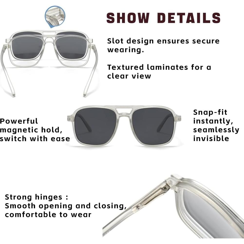 Gafas de Sol Magnéticas Clip On Polarizadas 5 Lentes Unisex