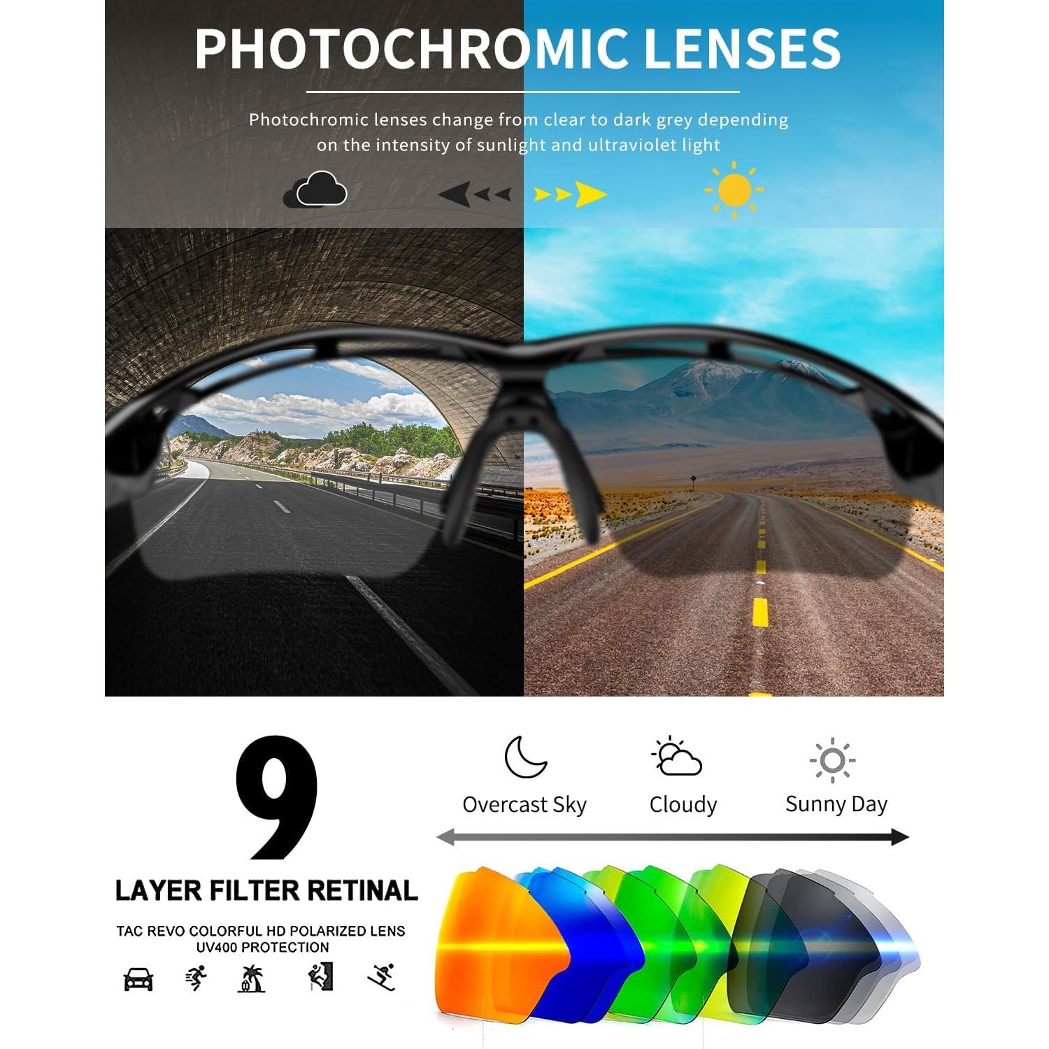 Gafas de sol deportivas Rosemal UV400 fotoquímicas para ciclismo