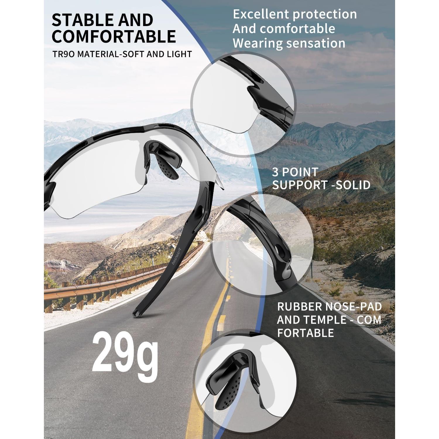 Gafas de sol deportivas Rosemal UV400 fotoquímicas para ciclismo