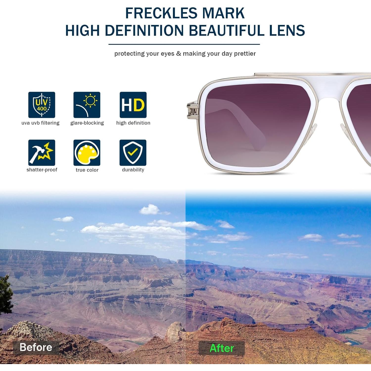 Gafas de sol retro unisex Freckles Mark UV400 cuadradas