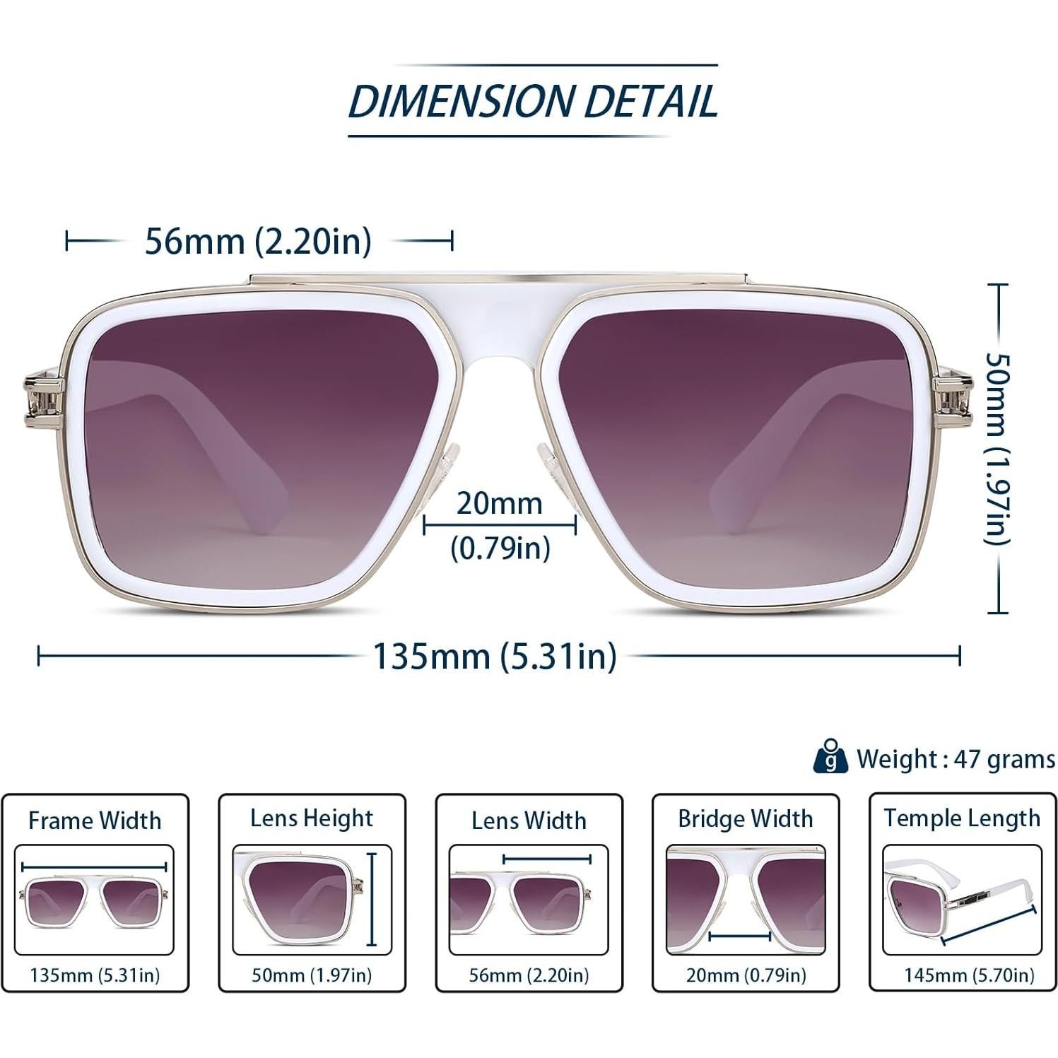 Gafas de sol retro unisex Freckles Mark UV400 cuadradas