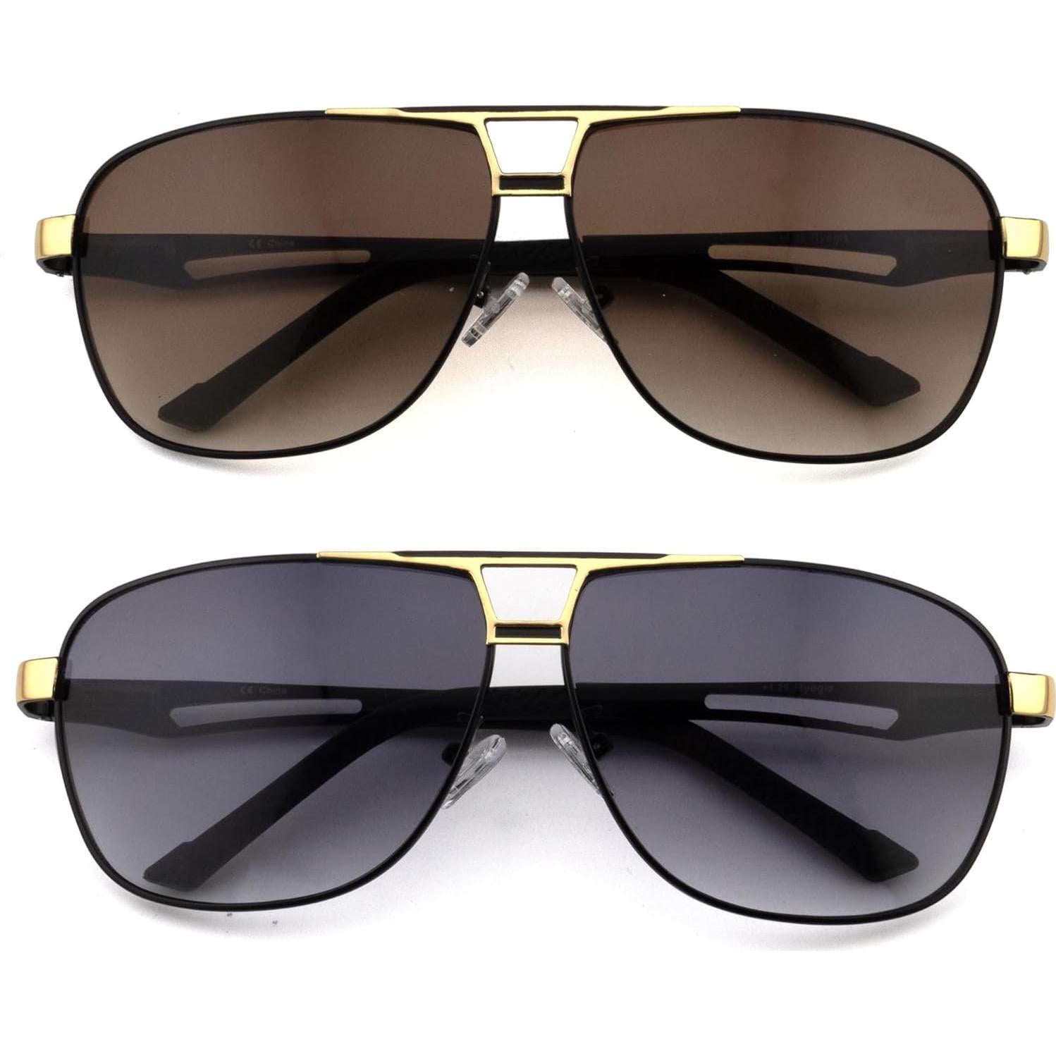 Gafas de Sol Aviador Clásicas para Hombres - Lentes Degradados 3.0x