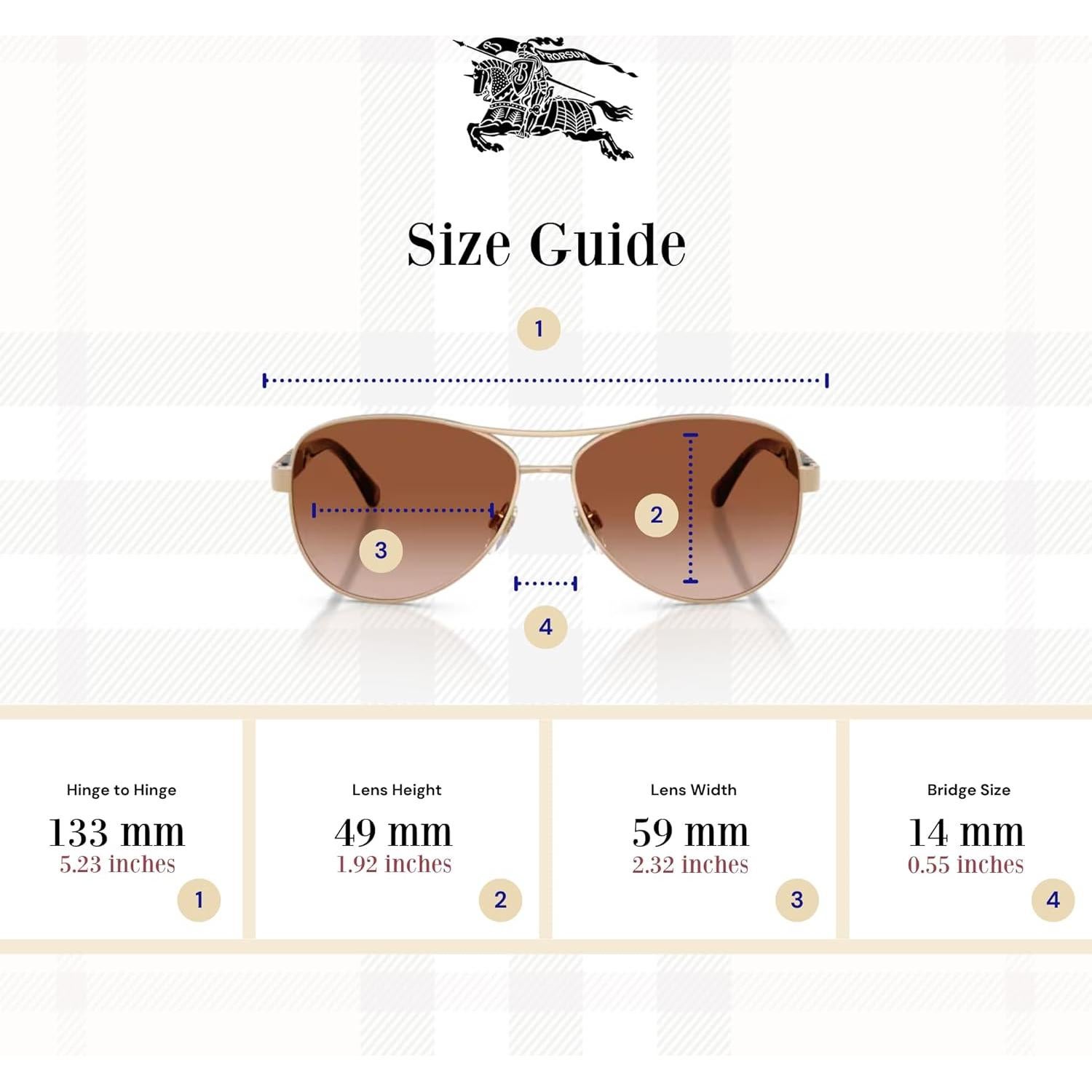 Gafas de Sol Aviador Burberry BE3080 para Mujer - Dorado Claro