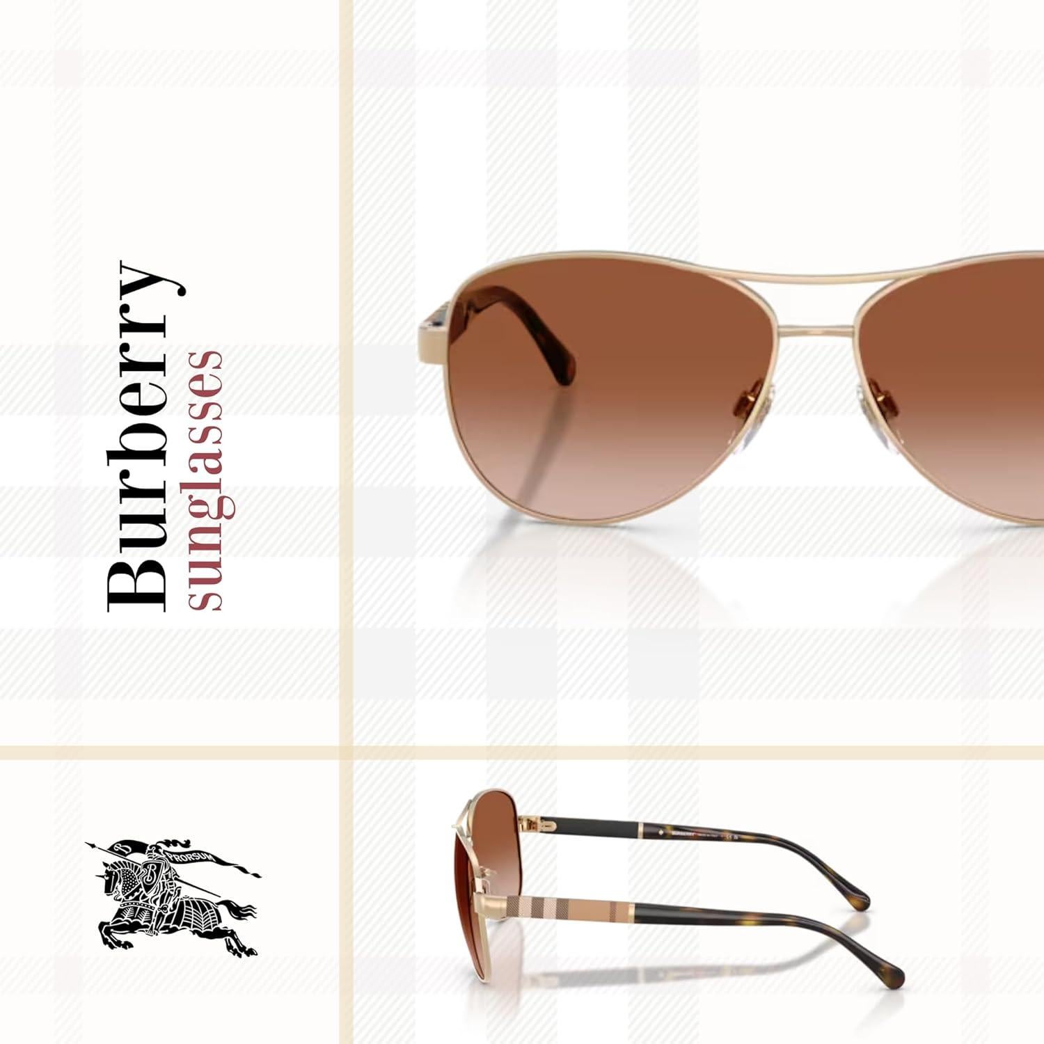 Gafas de Sol Aviador Burberry BE3080 para Mujer - Dorado Claro