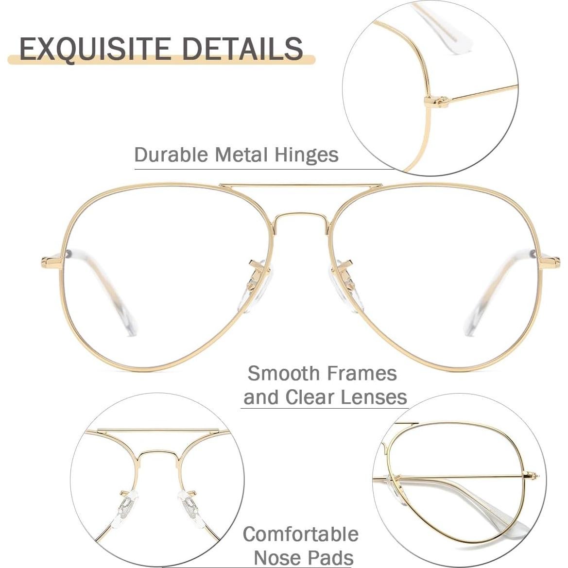 Gafas Retro de Piloto Doradas UV400 para Fiesta - Unisex