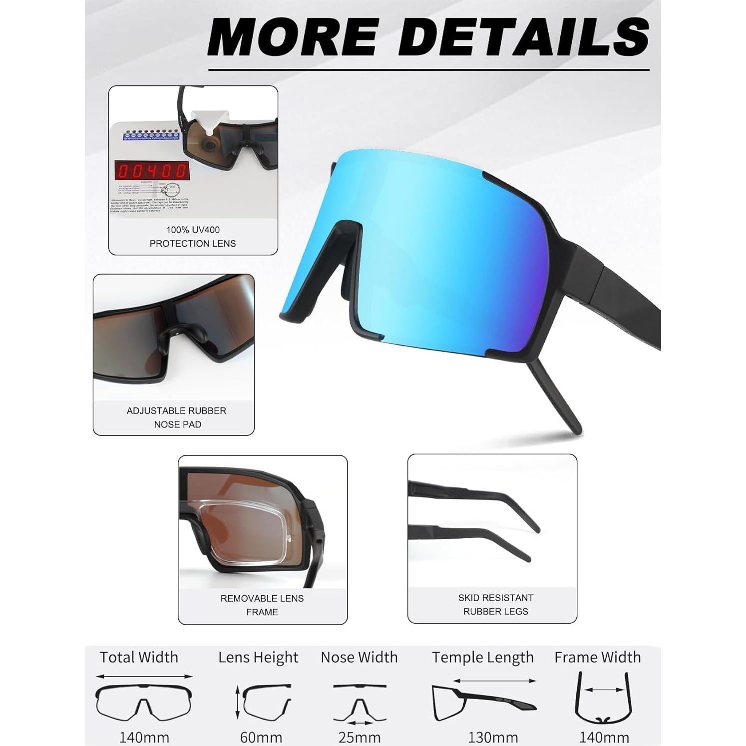 Gafas de Ciclismo BangLong Unisex con Protección UV400