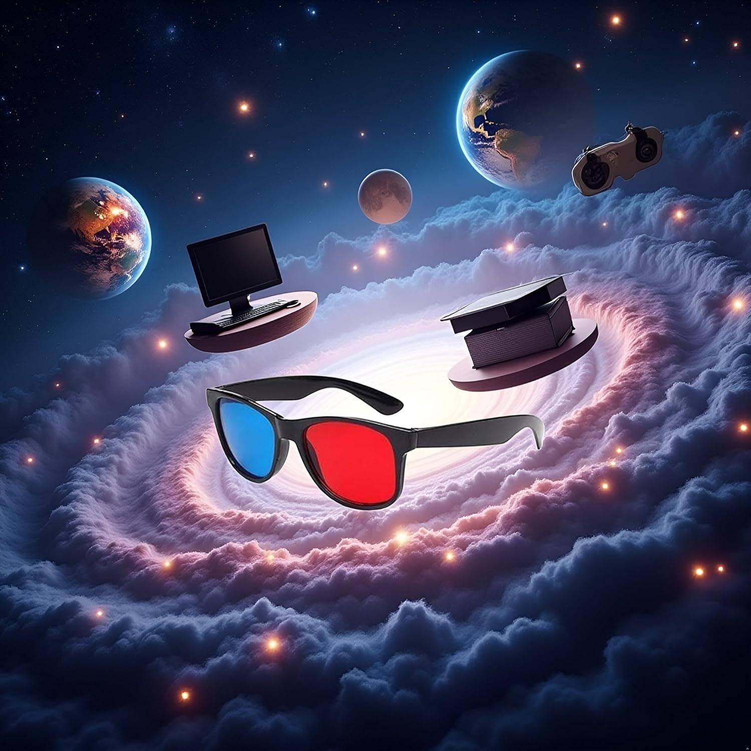 Gafas 3D Universales Zhuluck Rojas y Azules, Diseño Ligero