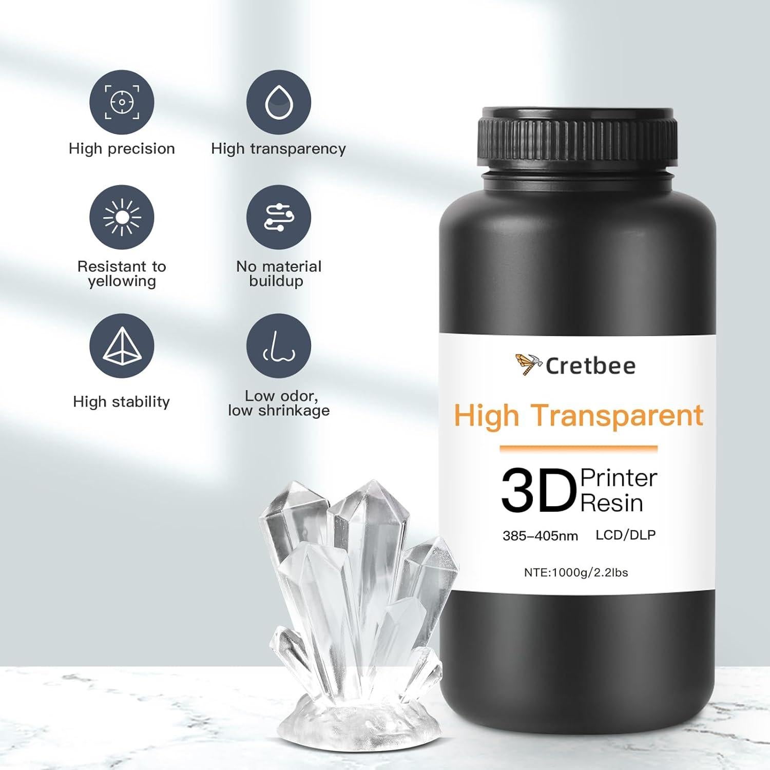 Resina de Impresión 3D Ultra Clara 12K Cretbee 1.2kg