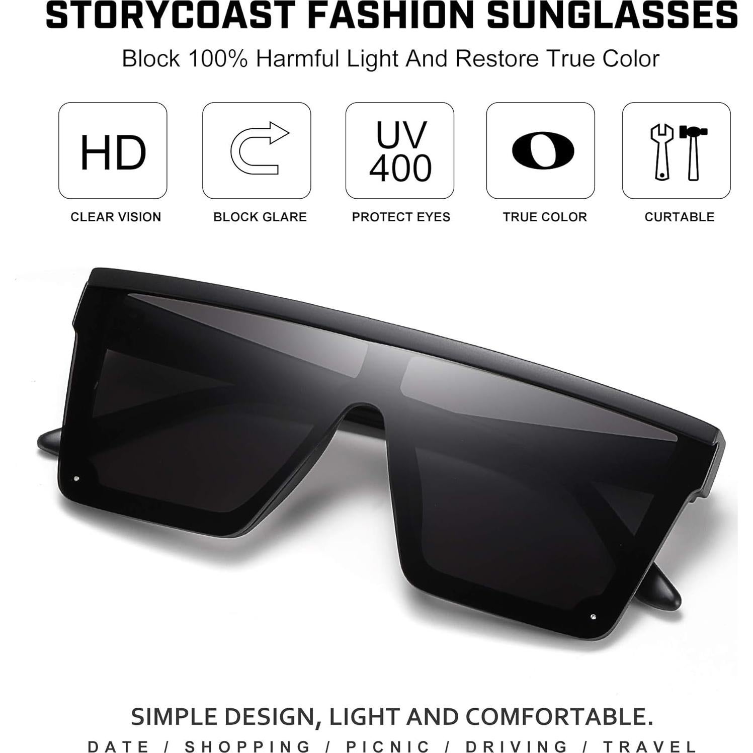 Gafas de sol cuadradas STORYCOAST UV400 para hombres y mujeres