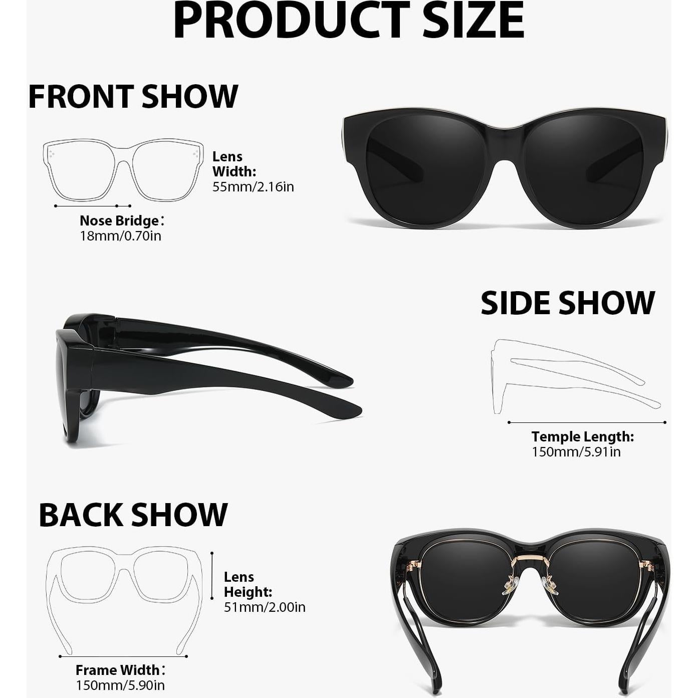 Gafas de sol polarizadas VIEWBETTER A03 Negro UV400 para uso dual