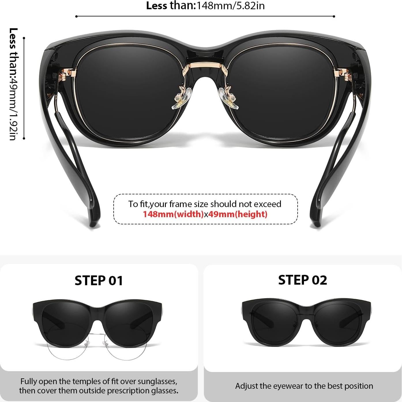 Gafas de sol polarizadas VIEWBETTER A03 Negro UV400 para uso dual