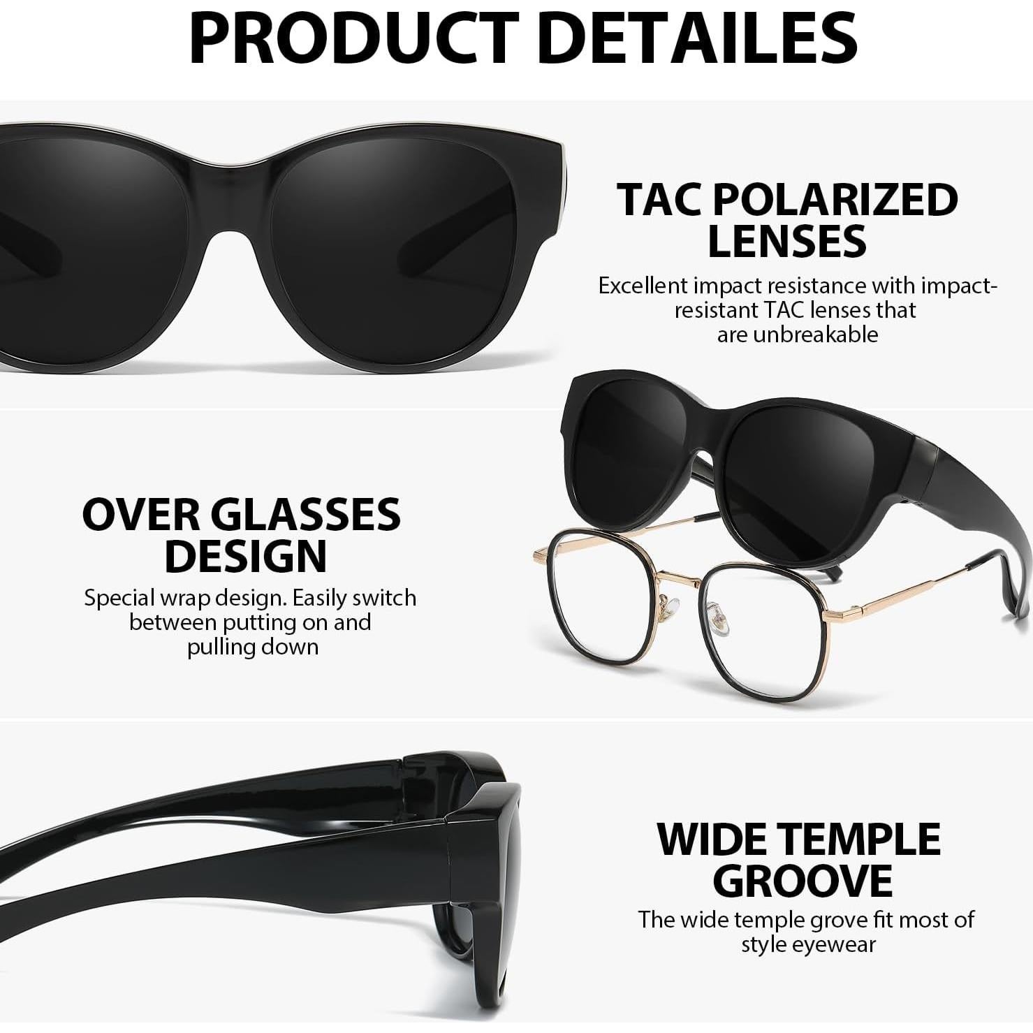 Gafas de sol polarizadas VIEWBETTER A03 Negro UV400 para uso dual