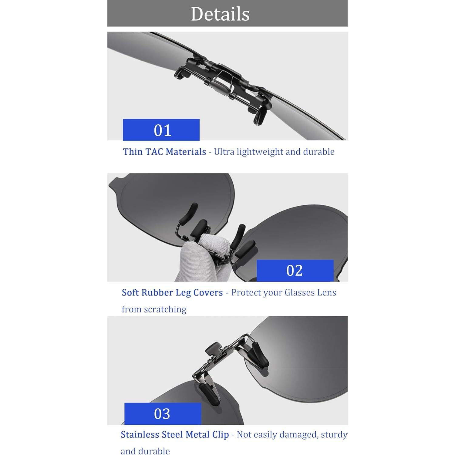 Gafas de sol clip on redondas UV400 TAC - Lente espejo rosa