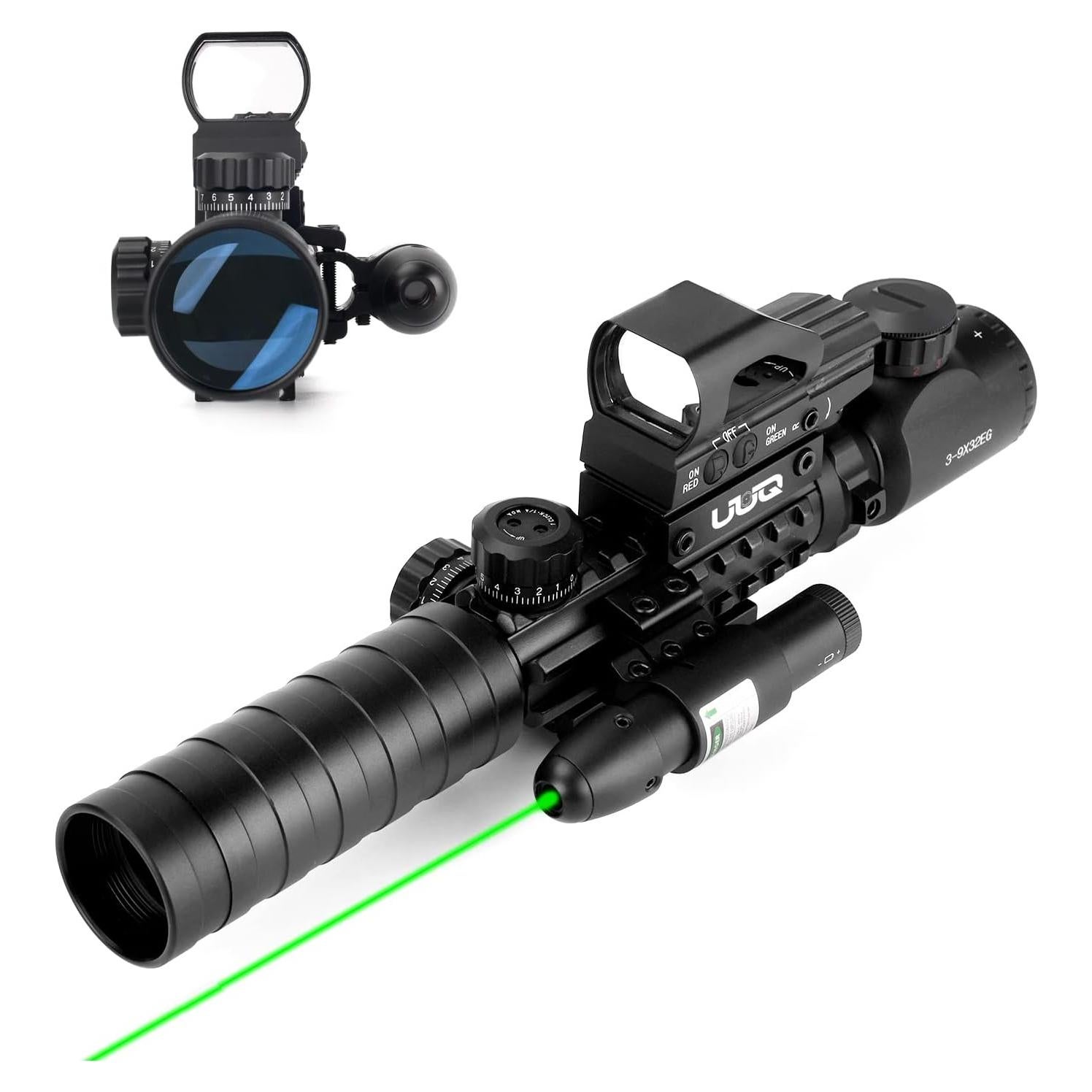 Mira Táctica UUQ 3-9X32EG con Visor Lásser Verde y Rojo