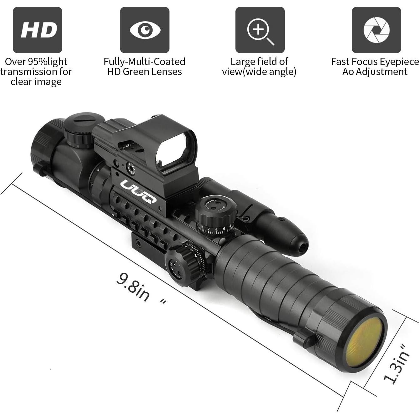 Mira Táctica UUQ 3-9X32EG con Visor Lásser Verde y Rojo