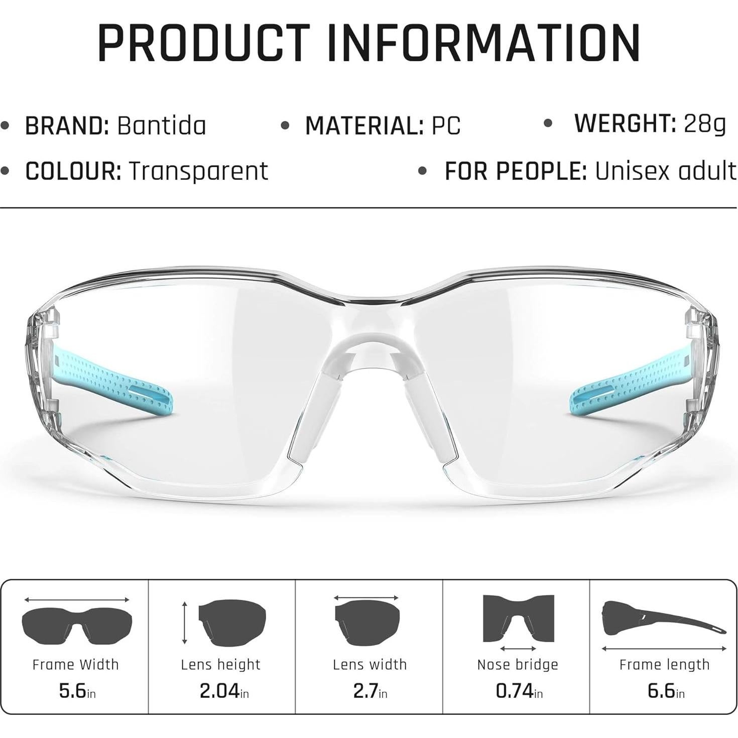 Gafas de Seguridad Antivaho UV400 Ajustables Azul Claro