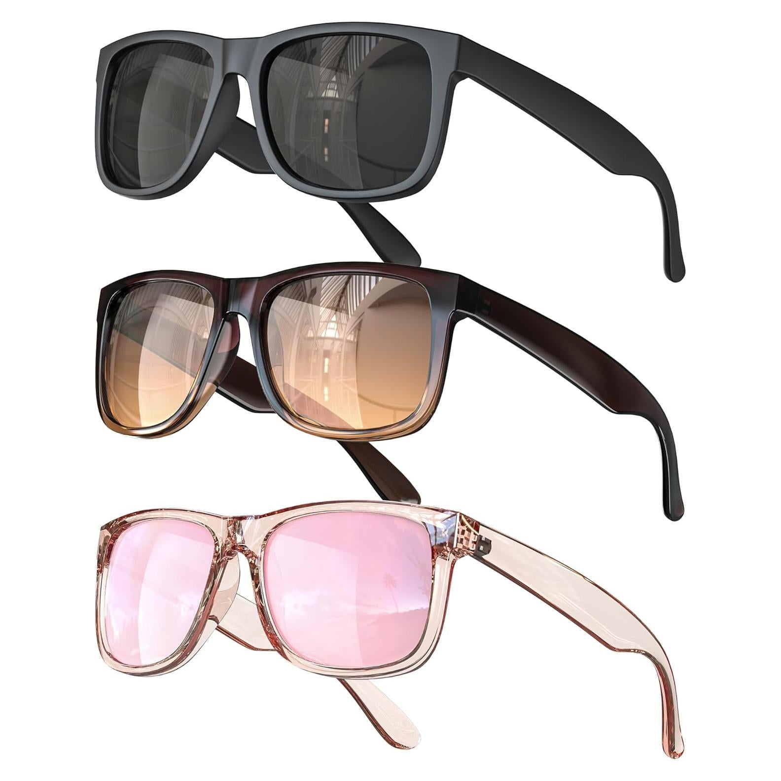 Gafas de sol polarizadas UV400 para mujer - Paquete de 3 colores