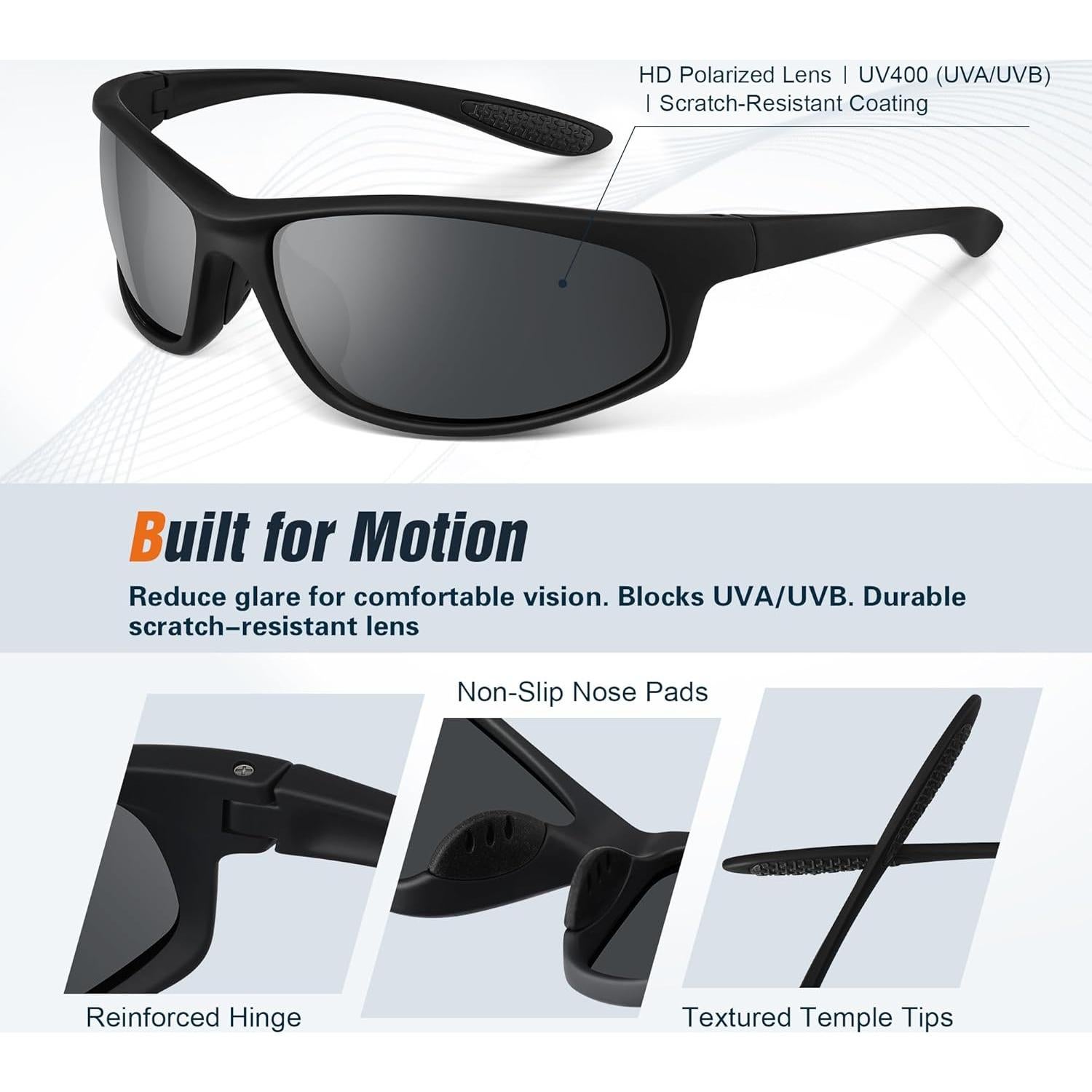 Gafas de sol deportivas polarizadas TR90 UV400 - 3 colores