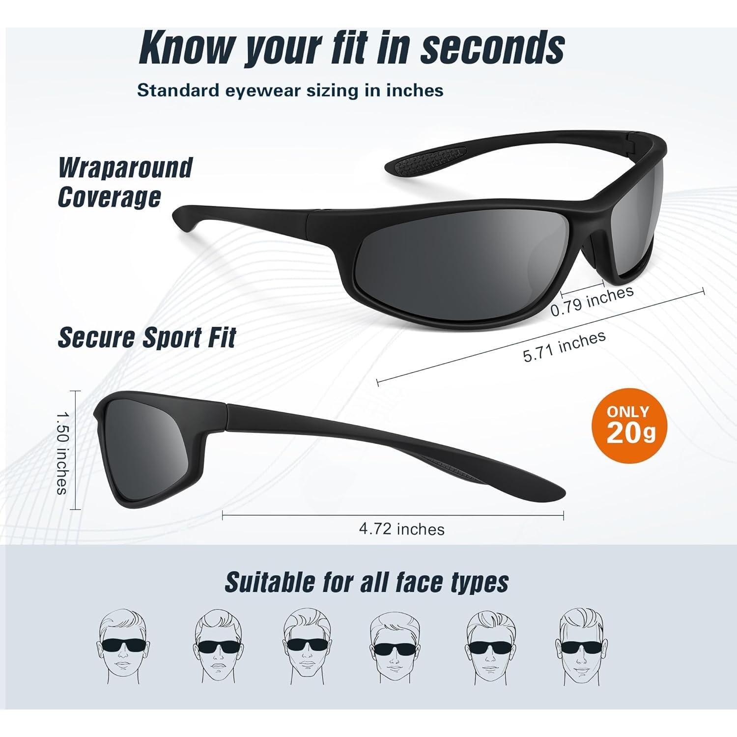 Gafas de sol deportivas polarizadas TR90 UV400 - 3 colores