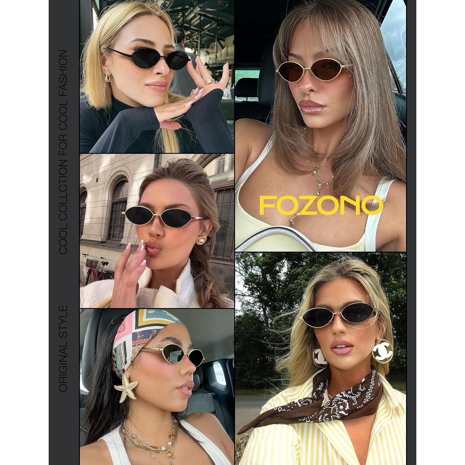 Gafas de sol ovaladas Fozono UV400 doradas con lentes marrones