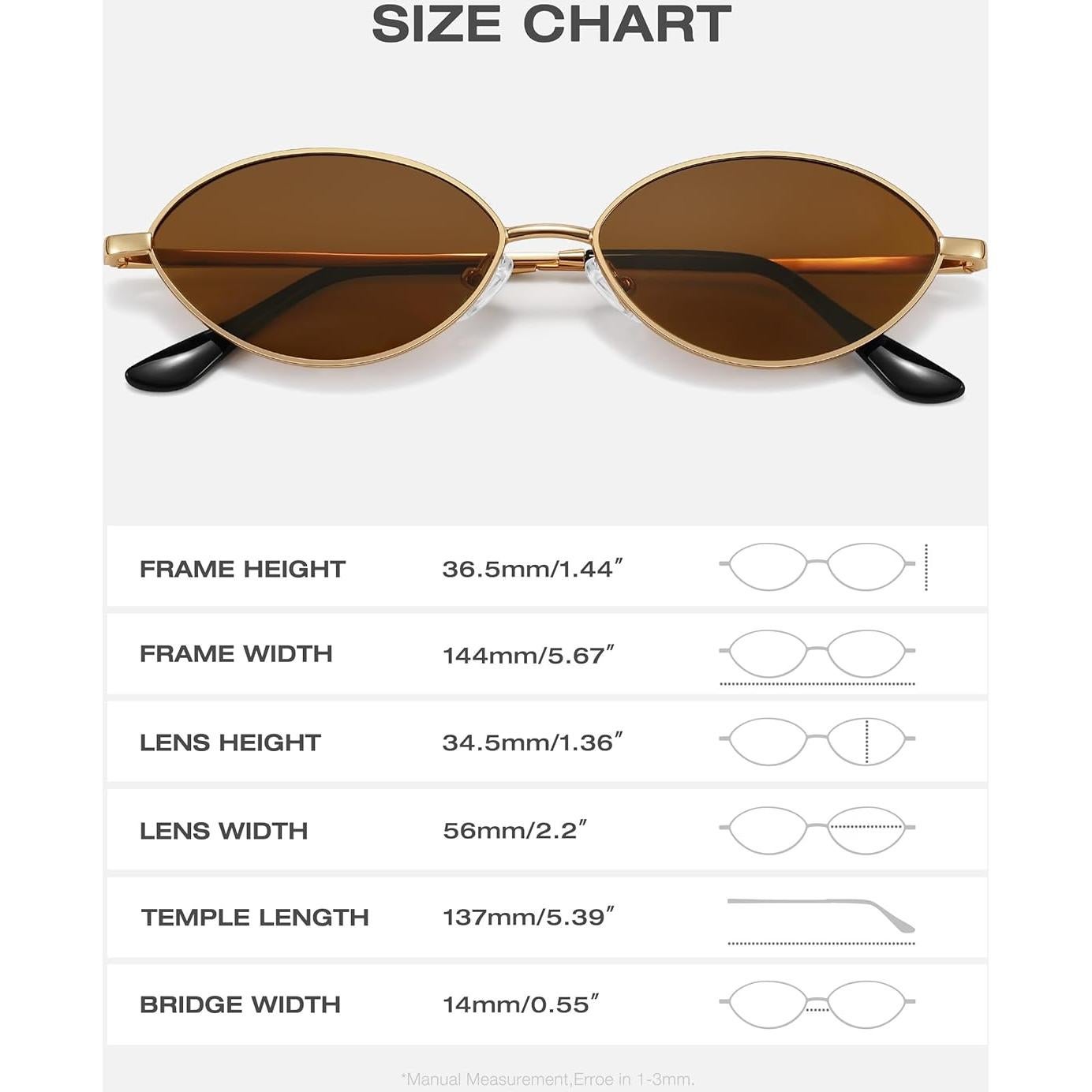 Gafas de sol ovaladas Fozono UV400 doradas con lentes marrones