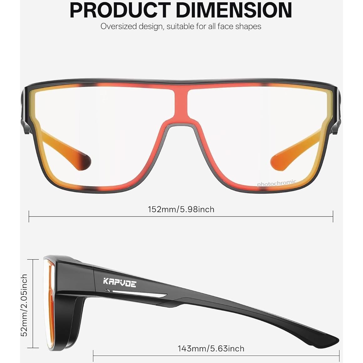 Gafas de sol fotocromáticas KAPVOE UV400 para uso sobre gafas