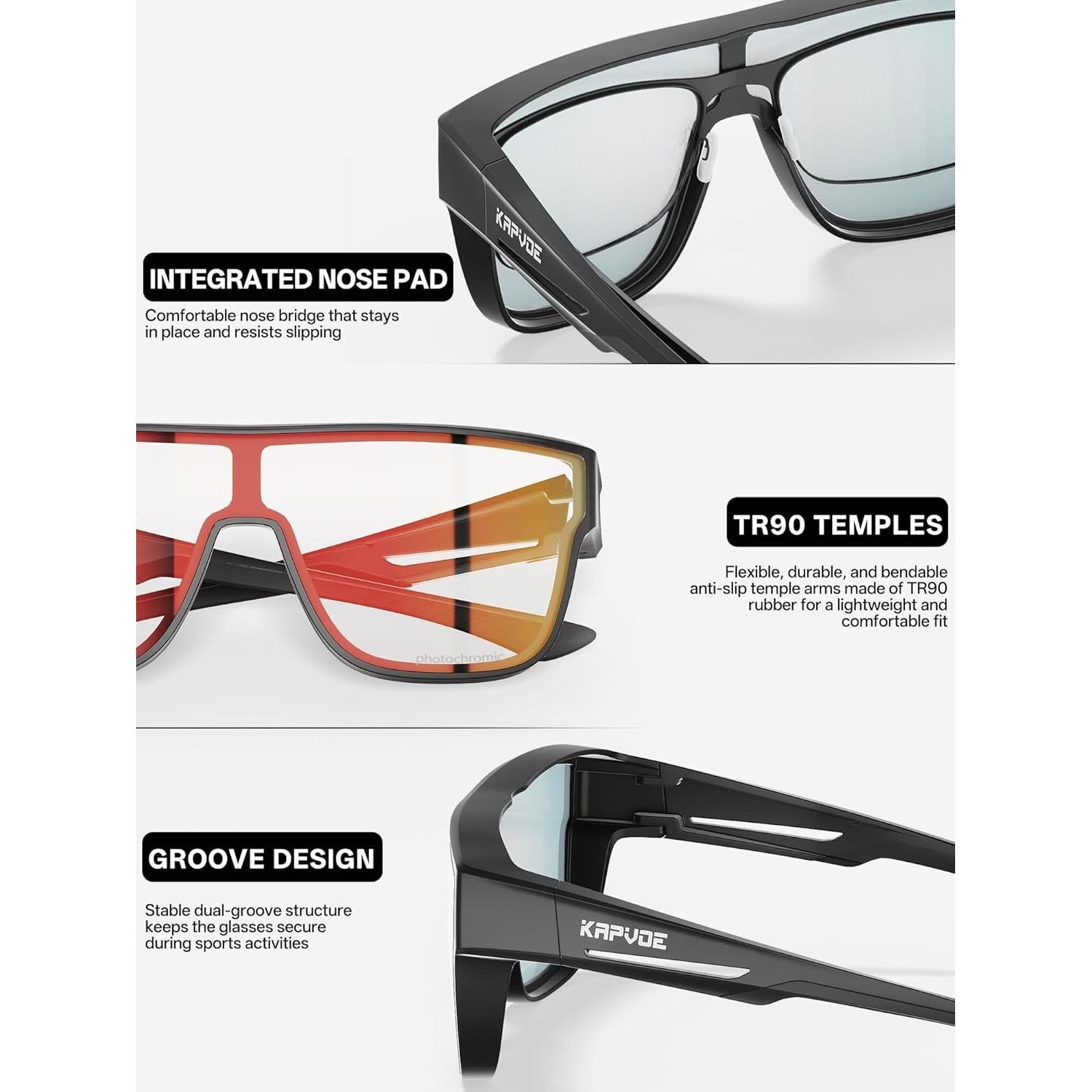 Gafas de sol fotocromáticas KAPVOE UV400 para uso sobre gafas