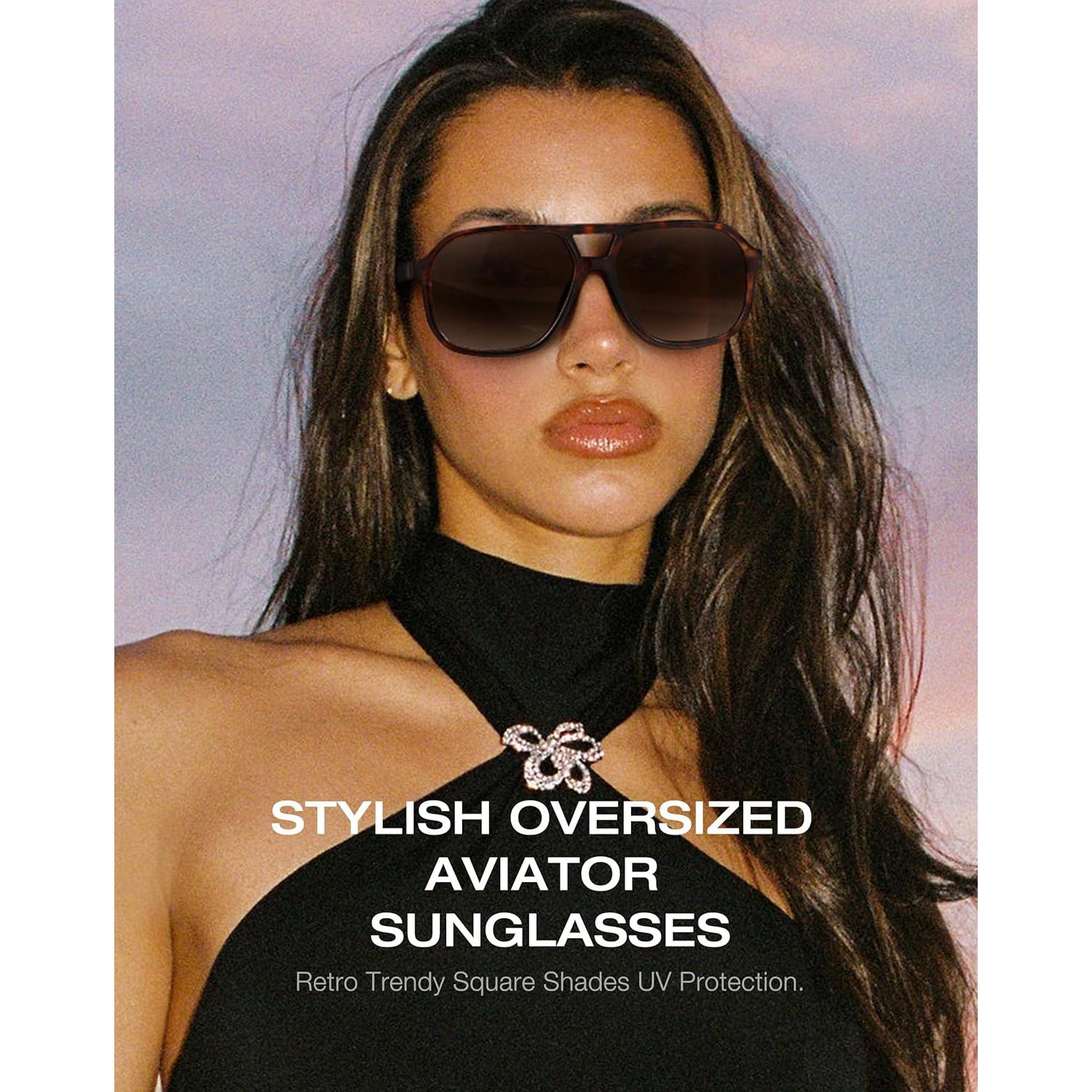 Gafas de sol aviador Fozono UV400 unisex carey 58mm