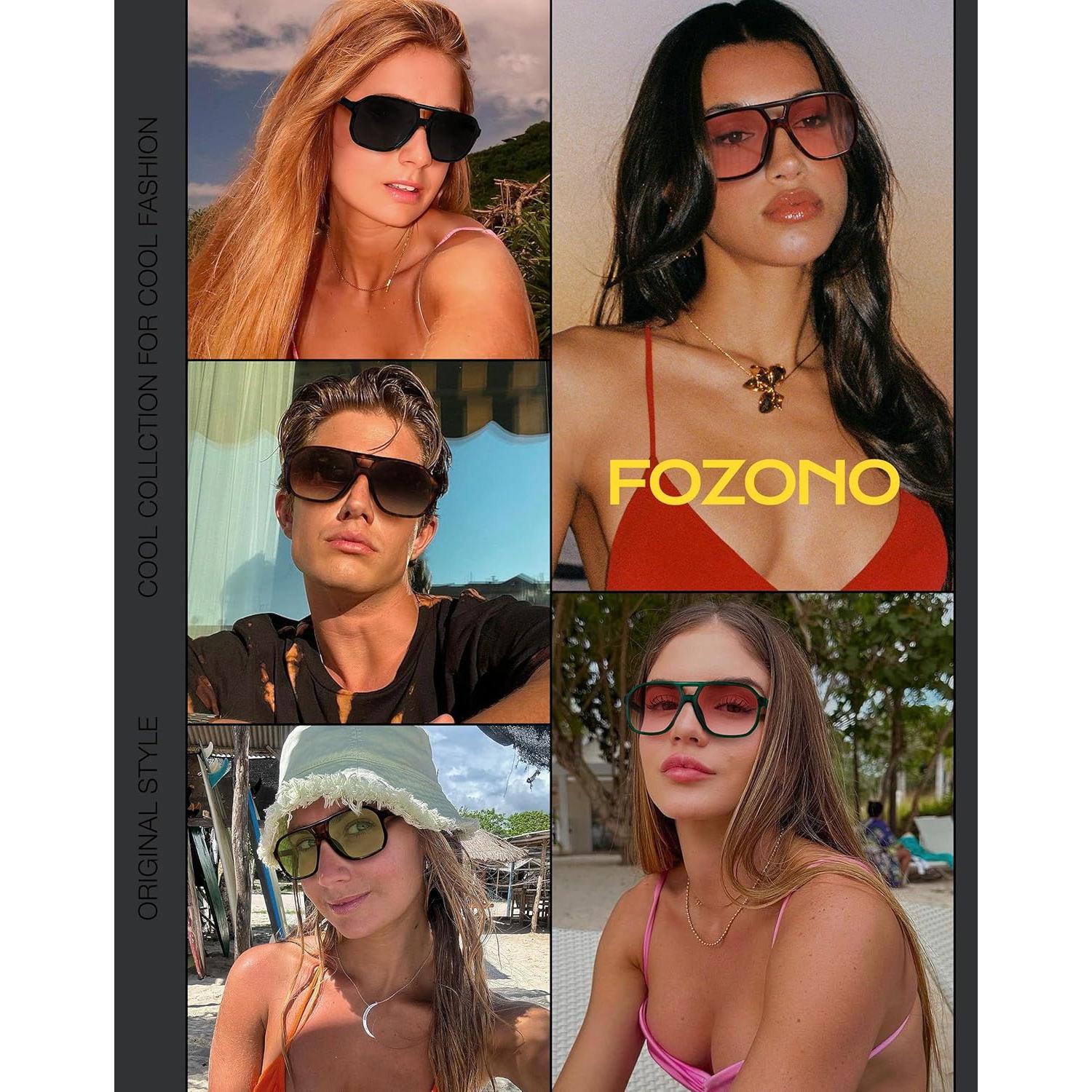 Gafas de sol aviador Fozono UV400 unisex carey 58mm