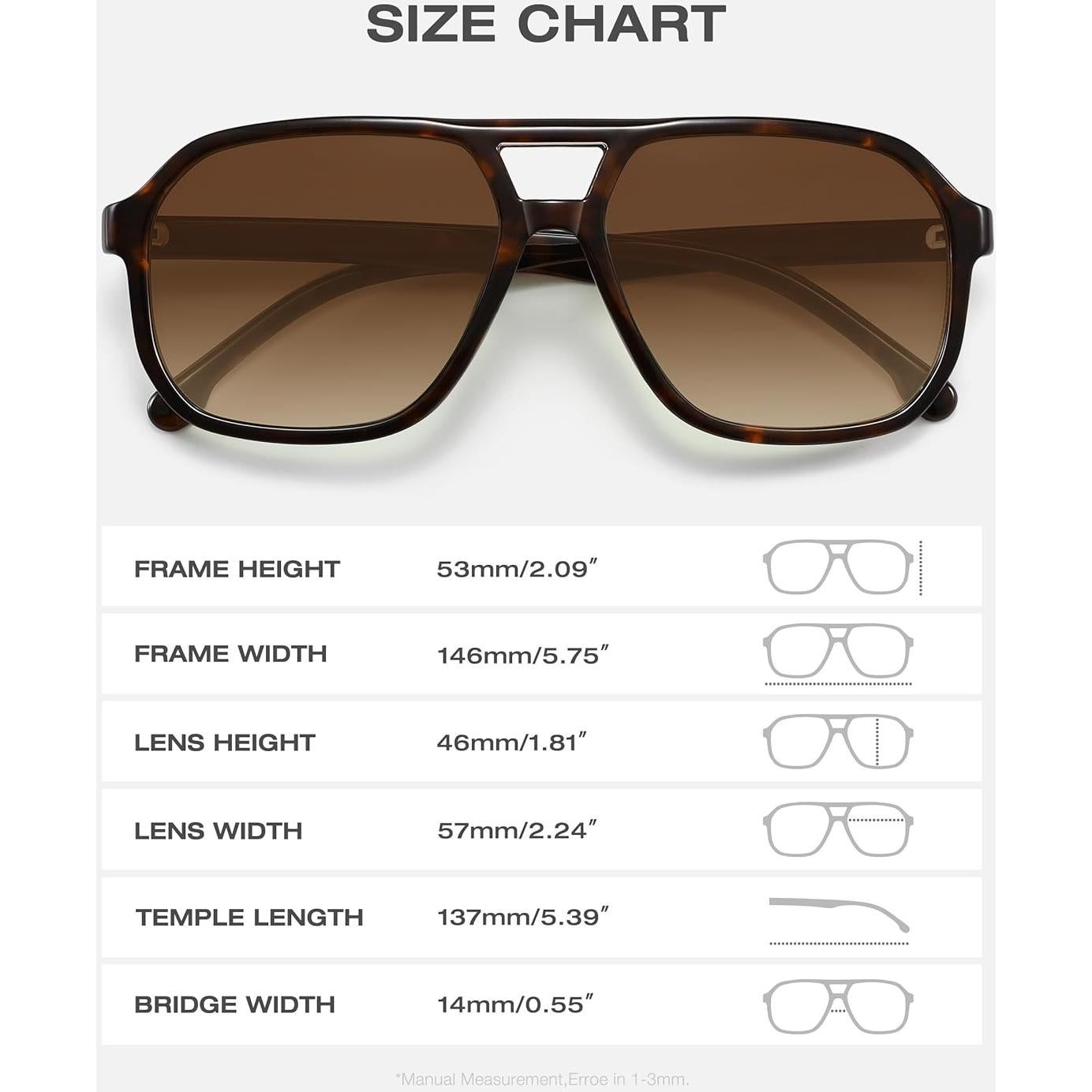 Gafas de sol aviador Fozono UV400 unisex carey 58mm