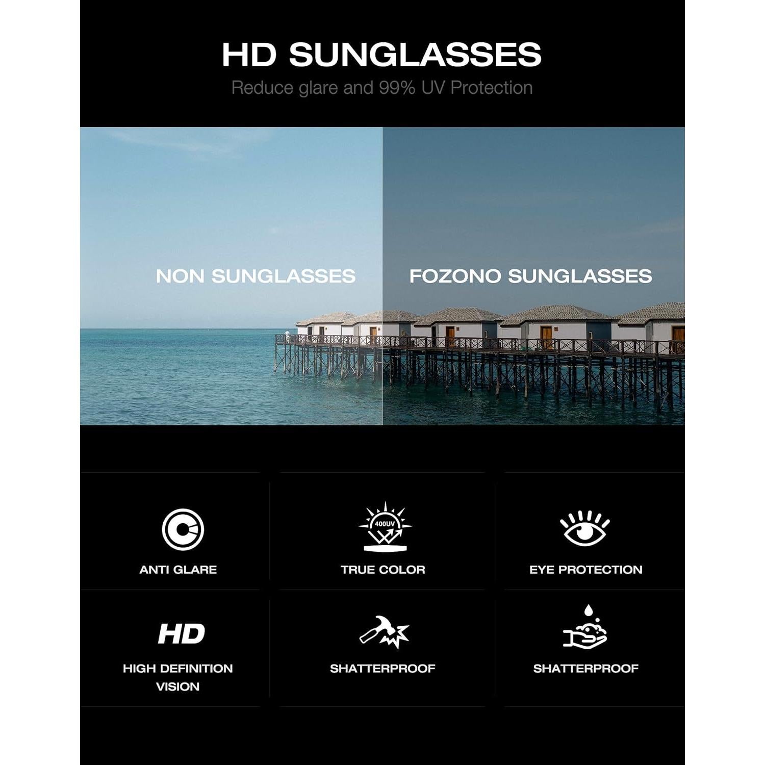 Gafas de sol aviador Fozono UV400 unisex carey 58mm