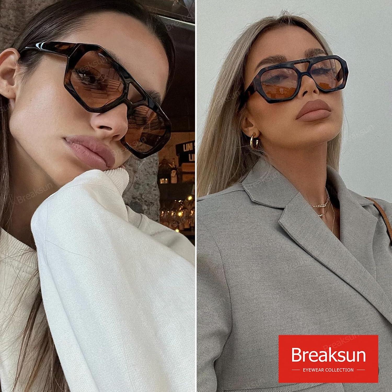 Gafas de sol retro aviador hexagonales unisex UV400