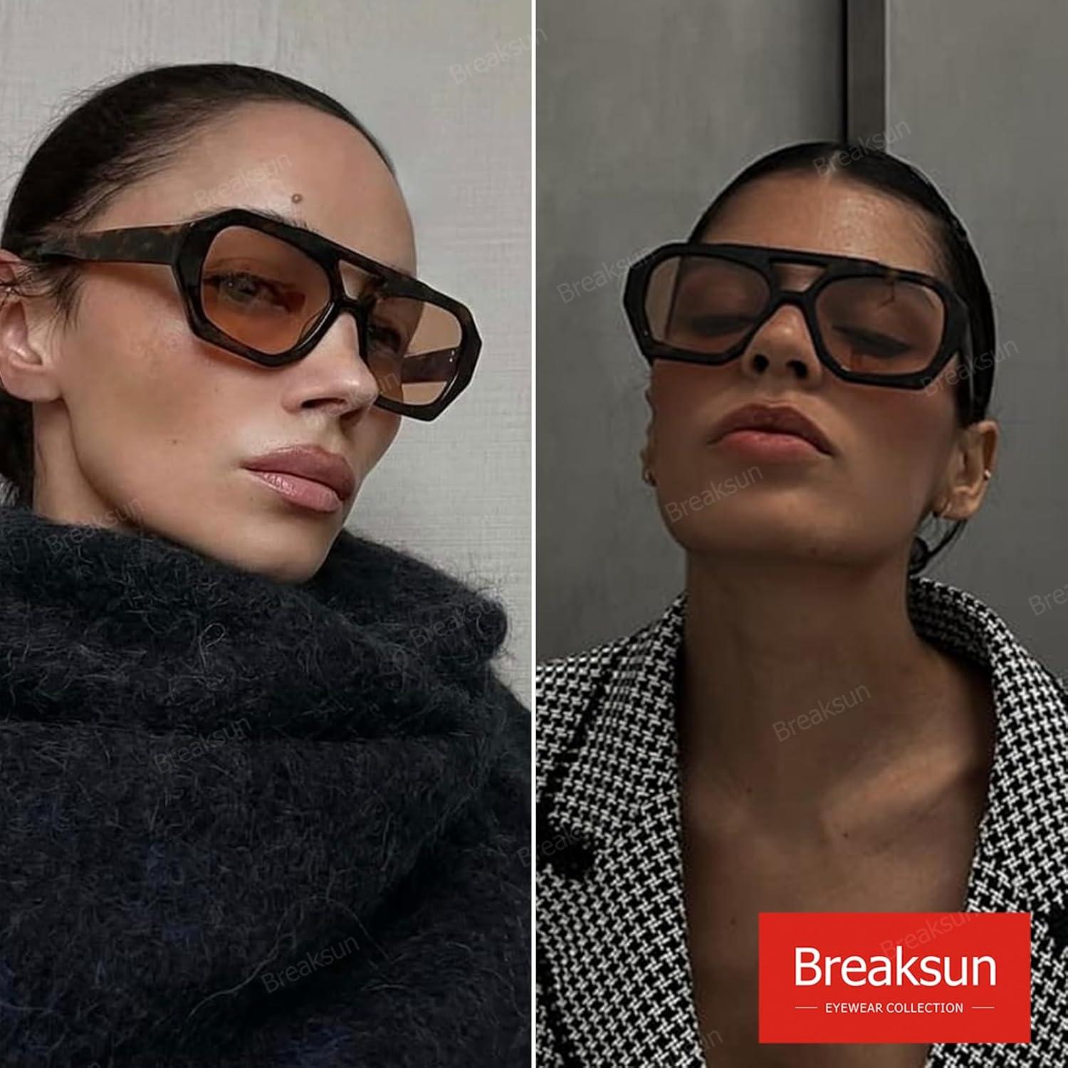 Gafas de sol retro aviador hexagonales unisex UV400