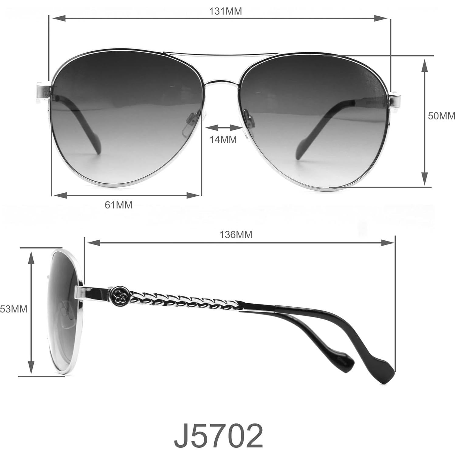 Gafas de sol piloto Jessica Simpson J5702 UV400 doradas y negras