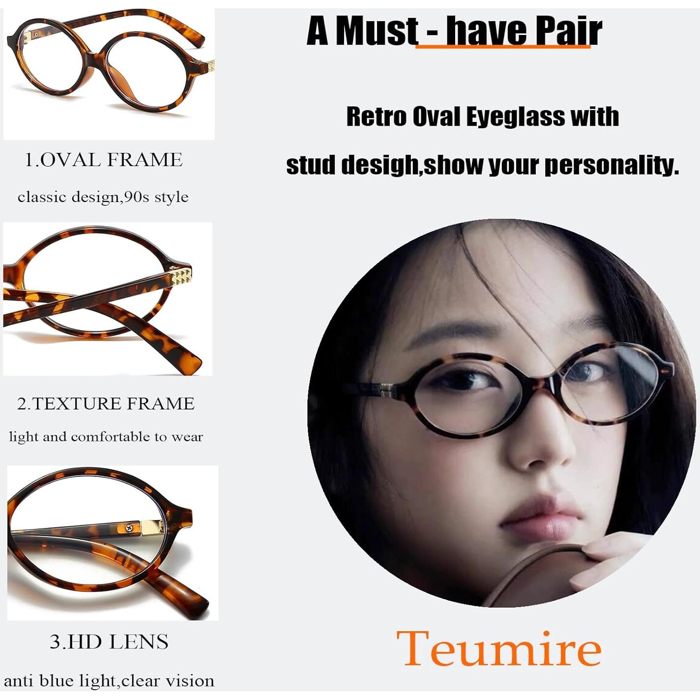 Gafas Ovaladas Retro Unisex A01 Tortuga Bloqueo Luz Azul