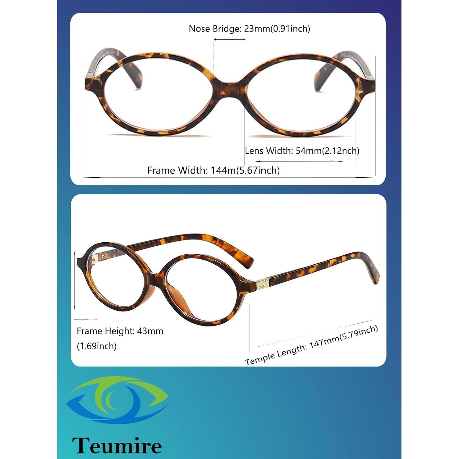 Gafas Ovaladas Retro Unisex A01 Tortuga Bloqueo Luz Azul