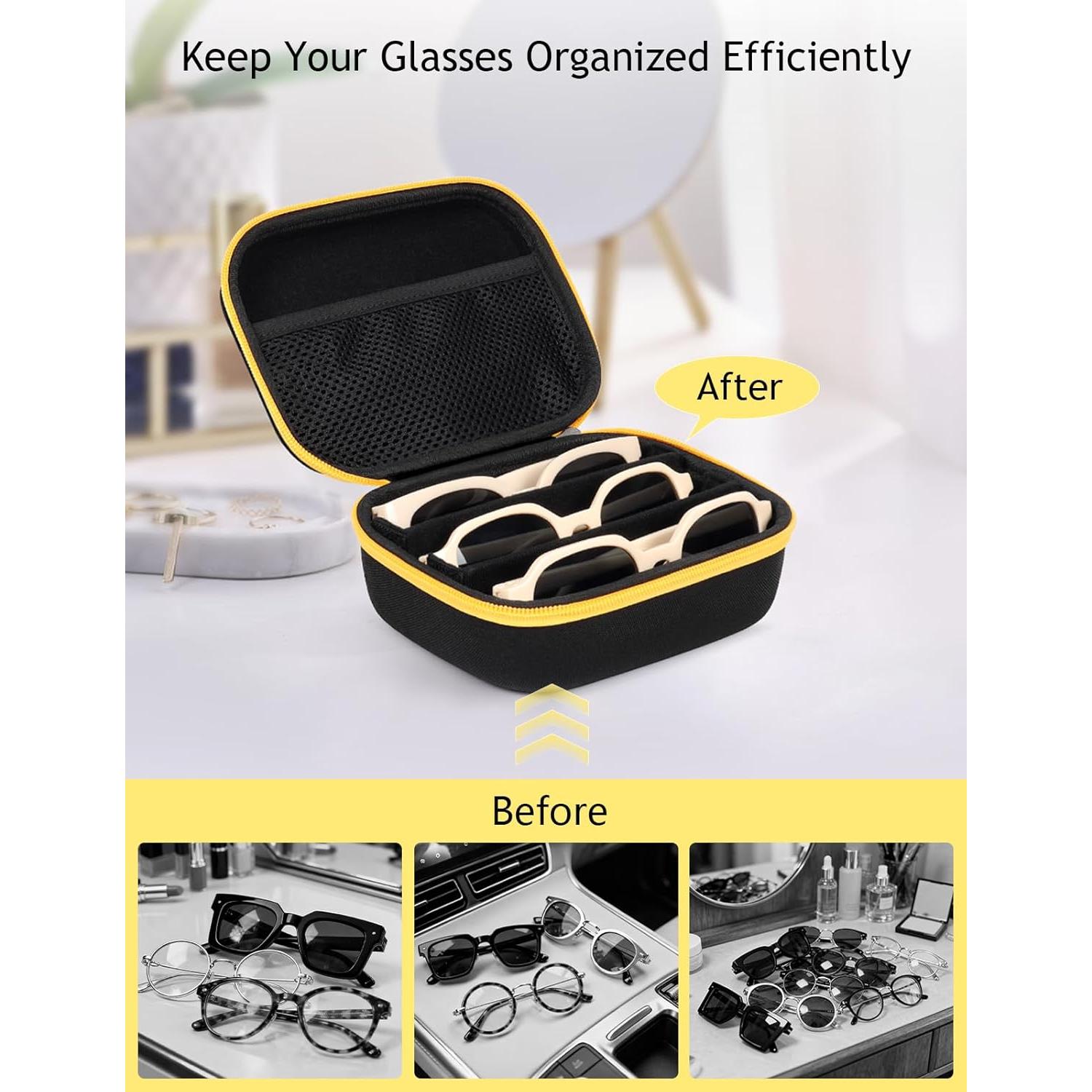 Organizador de Gafas de Sol EVA Negro con 3 Ranuras Ajustables